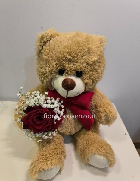 Peluche con rosa